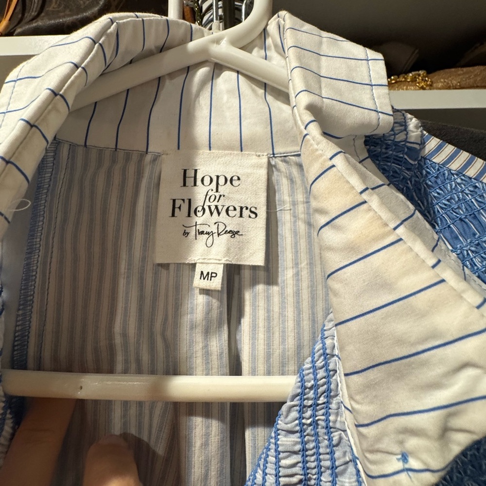 Casual Blue And White Patchwork Button Down Shirt - image 2